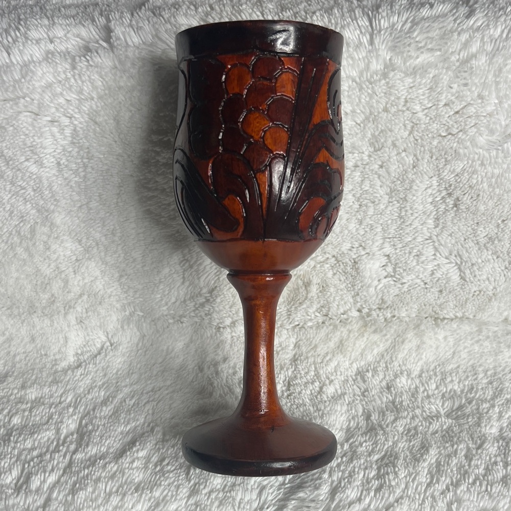 VINTAGE Carved Wooden Goblet or Wine Chalice